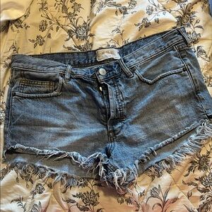 Free People button fly Denim Frayed Hem Shorts